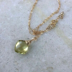 Yellow Quartz Gemstone,Pendant Diamond Shape,Gold Filled